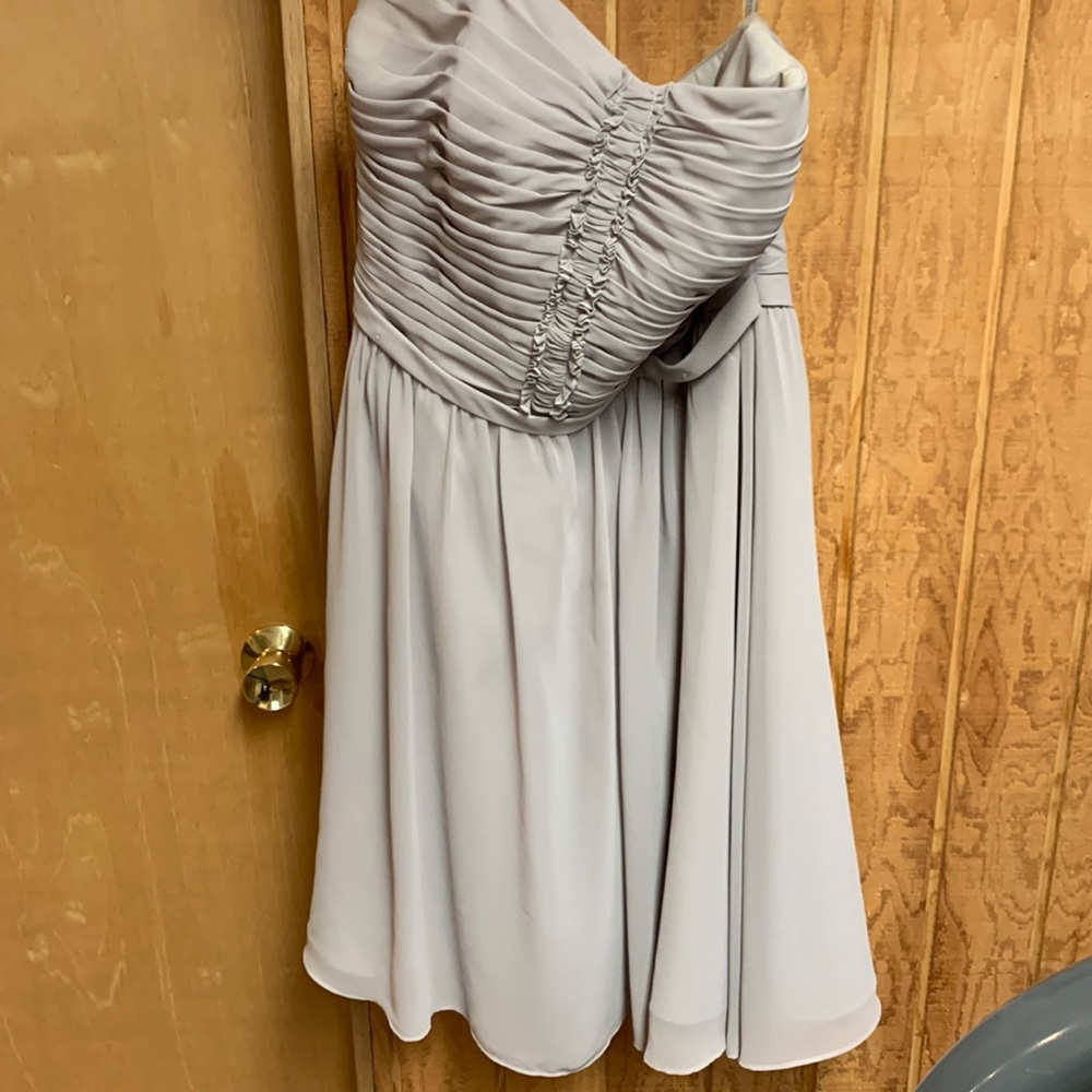 Light gray bridesmaids dress